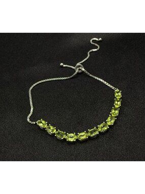 Peridot 925 Sterling Silver Thailand Adjustable Tennis Bracelet